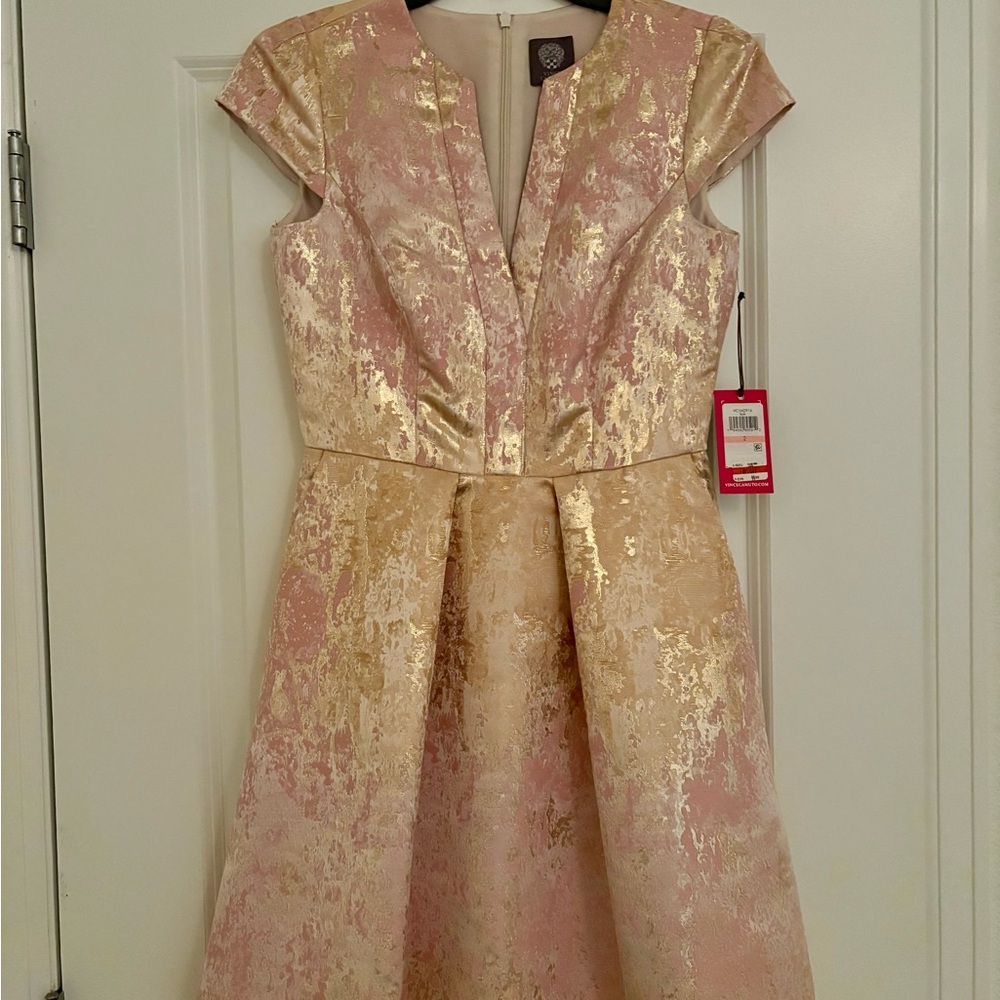 Vince Camuto Gold and Pink Mini Dress